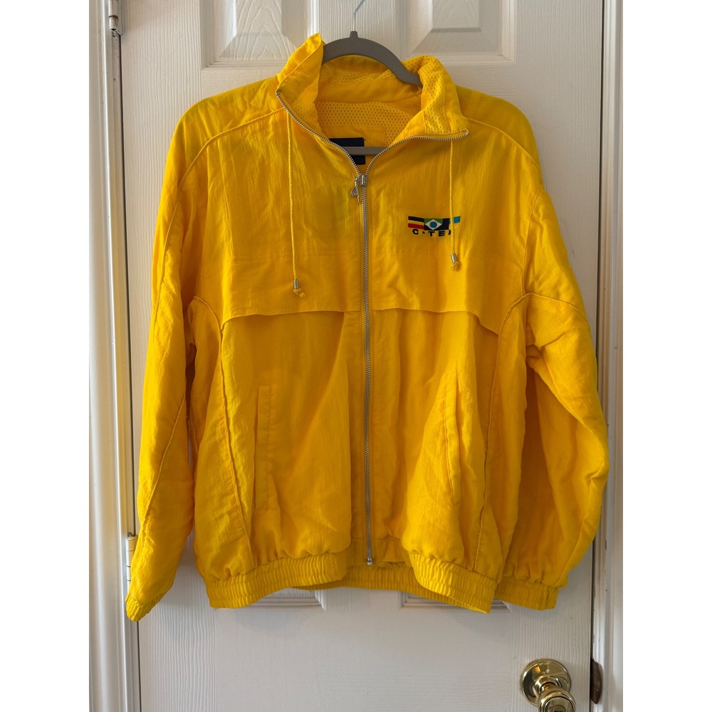 Vintage 90s COTTEK Yellow Windbreaker Jacket Women's‎ Small Retro Nylon Track